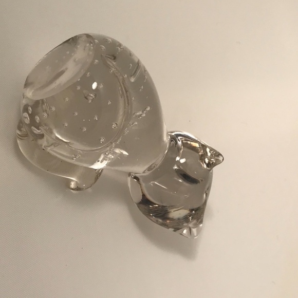 PAPERWEIGHT Art Glass Bullicante  Kitty Clear Glass - Picture 2 of 3